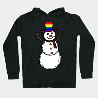 A hand drawn of gay lgbtq snowman in Christmas holiday celebrati Hoodie